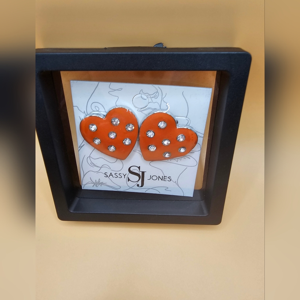 Sassy Jones Orange Heart Earrings
